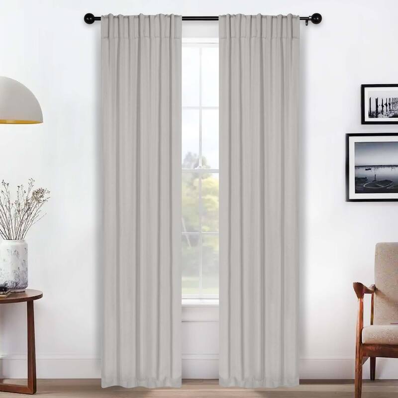 Superior Solid Machine Washable Room Darkening Curtains with Back Tabs, Set of 2