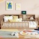preview thumbnail 21 of 27, Twin XL Size Wood Floor Bed, Multifunctional Kids Bed Frame with Bedside Storage Cabinets and USB Ports