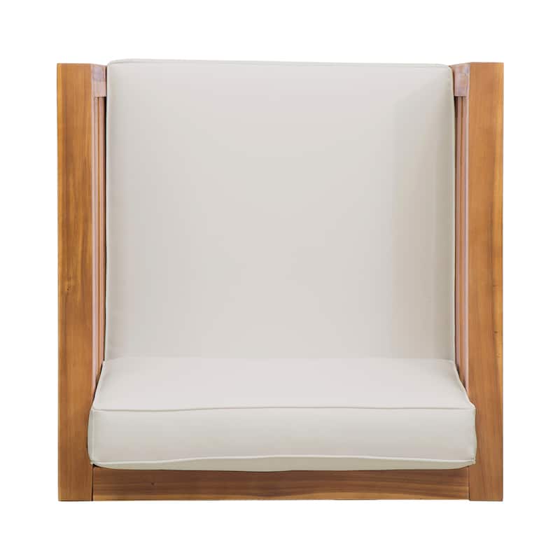 Oana Outdoor 4 Seater Acacia Wood Club Chair and Coffee Table Set by Christopher Knight Home