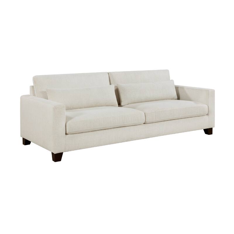 Bior Sofa, 2 Lumbar Pillows, Ivory Fabric, 89 Inch, Modern Design