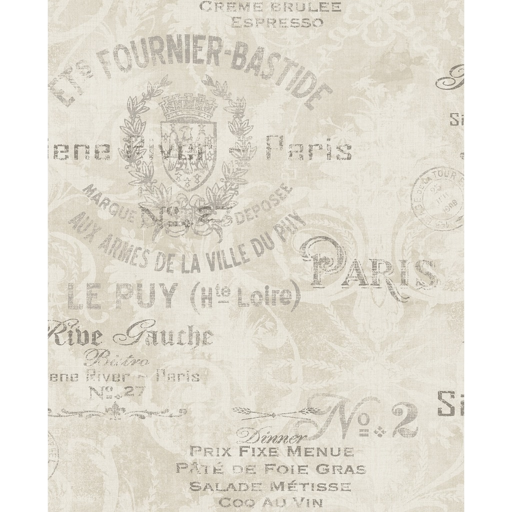 Seabrook Designs Melina Labels Unpasted Wallpaper