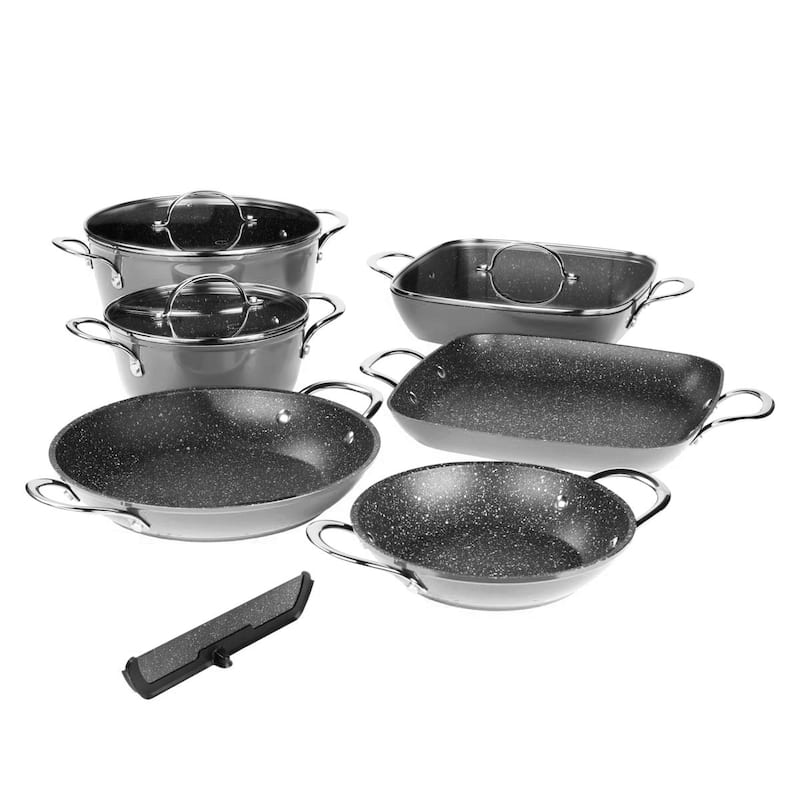Curtis Stone 10 piece Dura Pan Stacking Cookware Set Refurbished - Grey