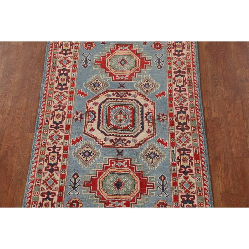 Light Blue Kazak Accent Rug Hand-Knotted Wool Carpet - 3'0"x 5'1"