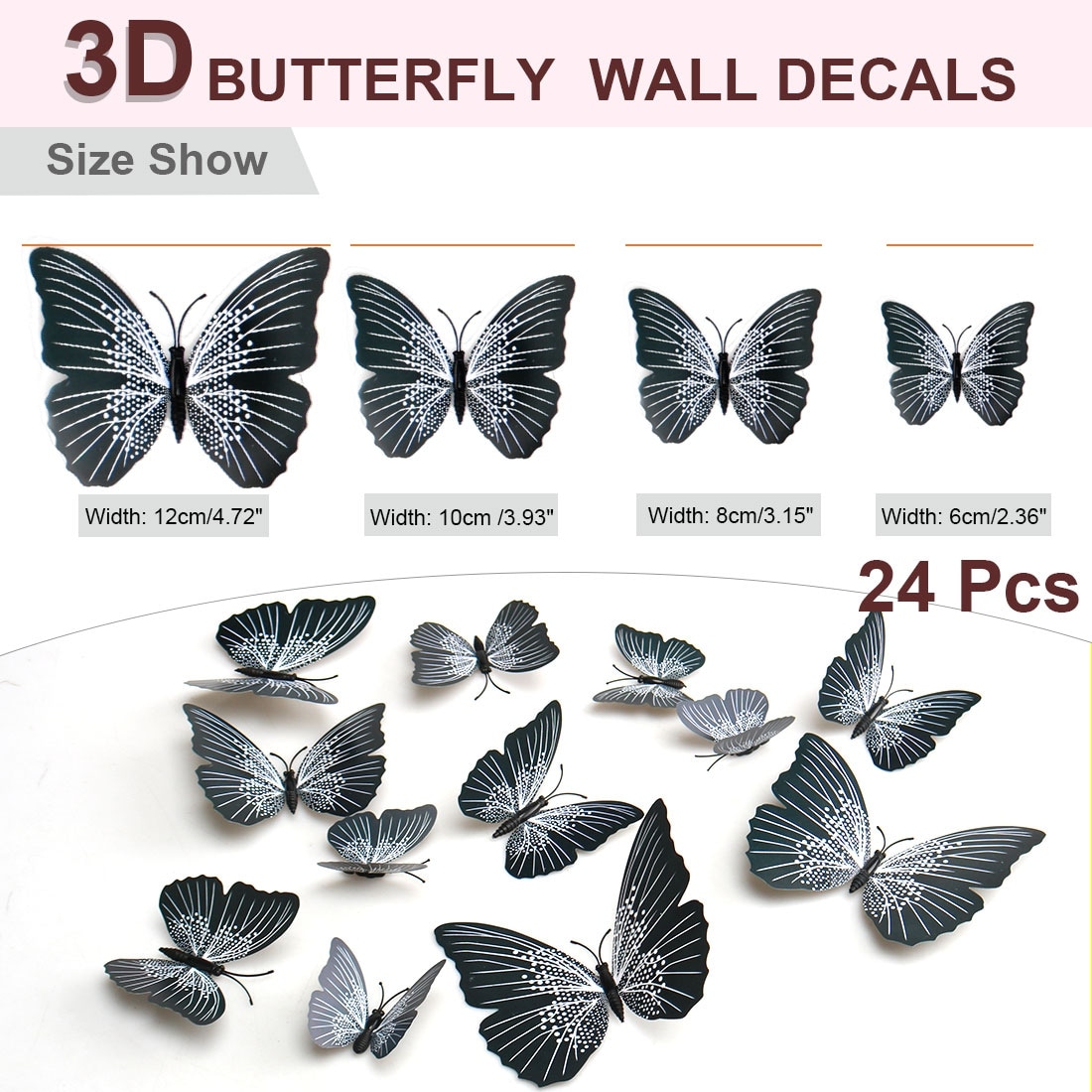Shop 24pcs 3d Butterfly Wall Stickers Decal Sticker For Home