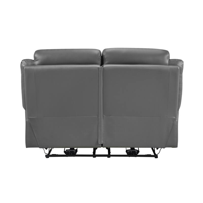 Conia Power Double Recliner Loveseat, Dark Gray Leather, USB, 63 Inch