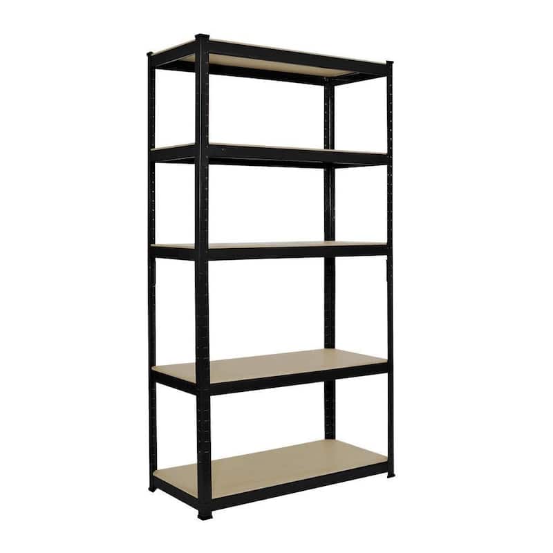 5 Tier Heavy Duty Boltles Metal Shelving Garage Storage Shelf - Black