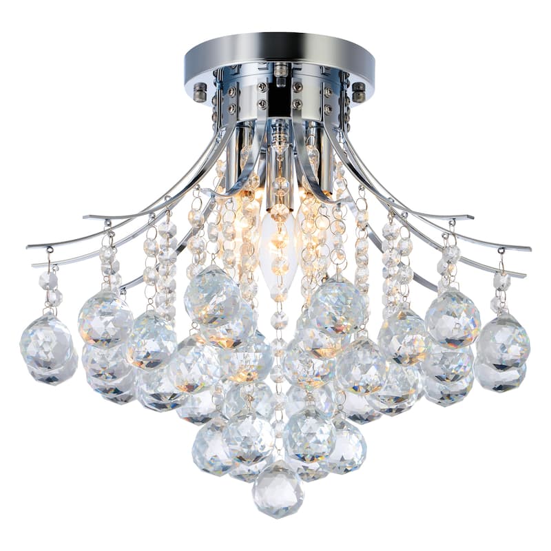 CO-Z 3-Light Crystal Raindrop Flush Mount Chandelier