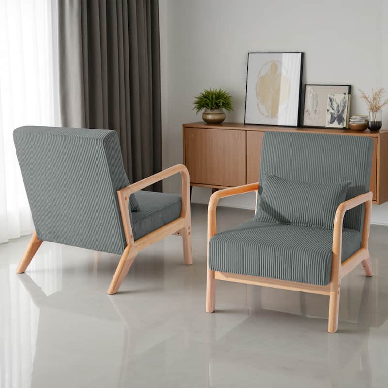 Set of 2 Mid-Century Upholstered Accent Chair with Cushion