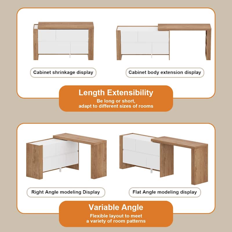 83.8" Multi-Functional Home Office Desk - Easy to Clean Dresser Table
