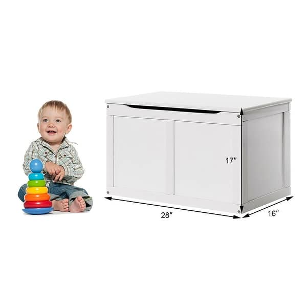 Costway Wooden Kids Toy Storage Box Sitting Top Chest Organizer Large