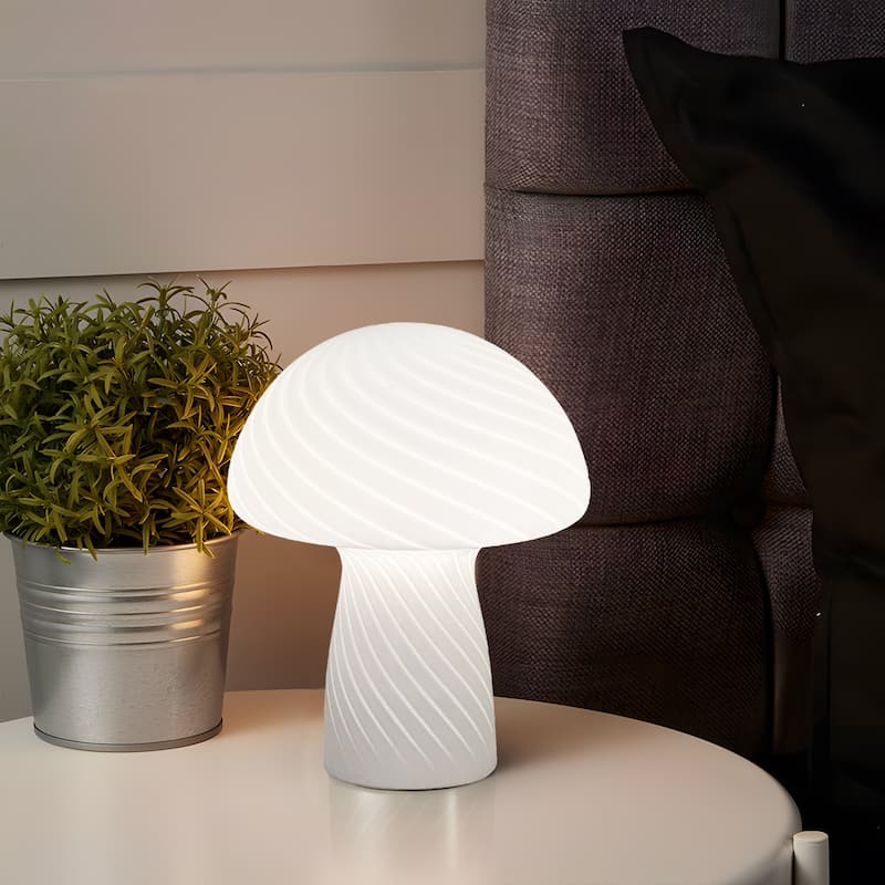 Modern Glass Mushroom Novelty Table Lamp with Stripes - White(Style2)
