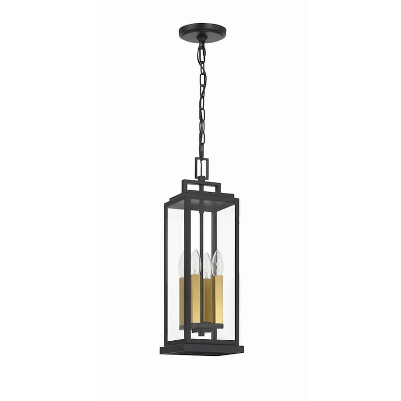 Aspen 4 Light Matte Black Outdoor Pendant - 6.5"W x 20.5"H x 6.5"D