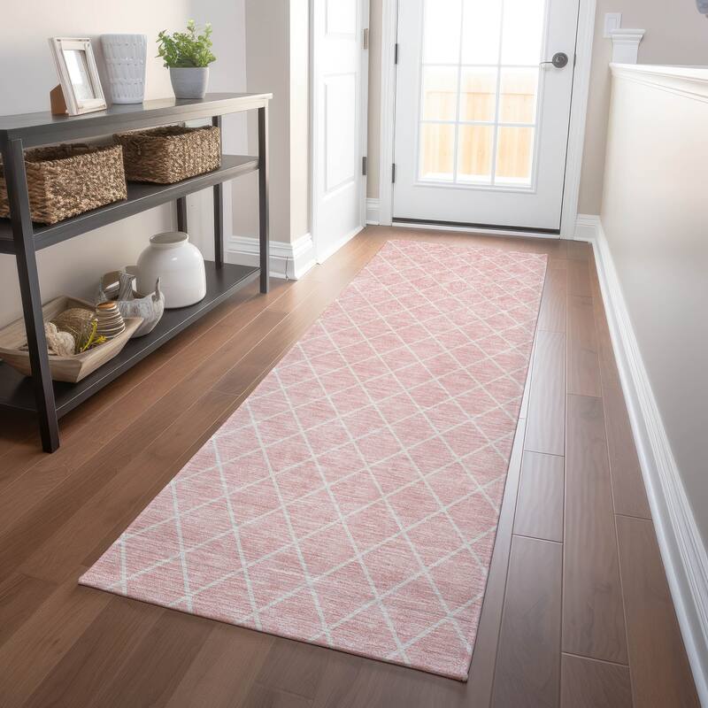 Machine Washable Indoor/ Outdoor Chantille Diamond Trellis Rug