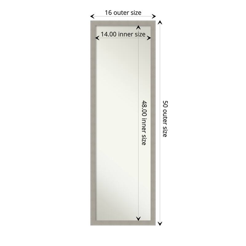 Woodgrain Stripe Non-Beveled Wood Framed Full-Length On the Door Mirror - Glass Size 14x48 - Woodgrain Stripe Grey