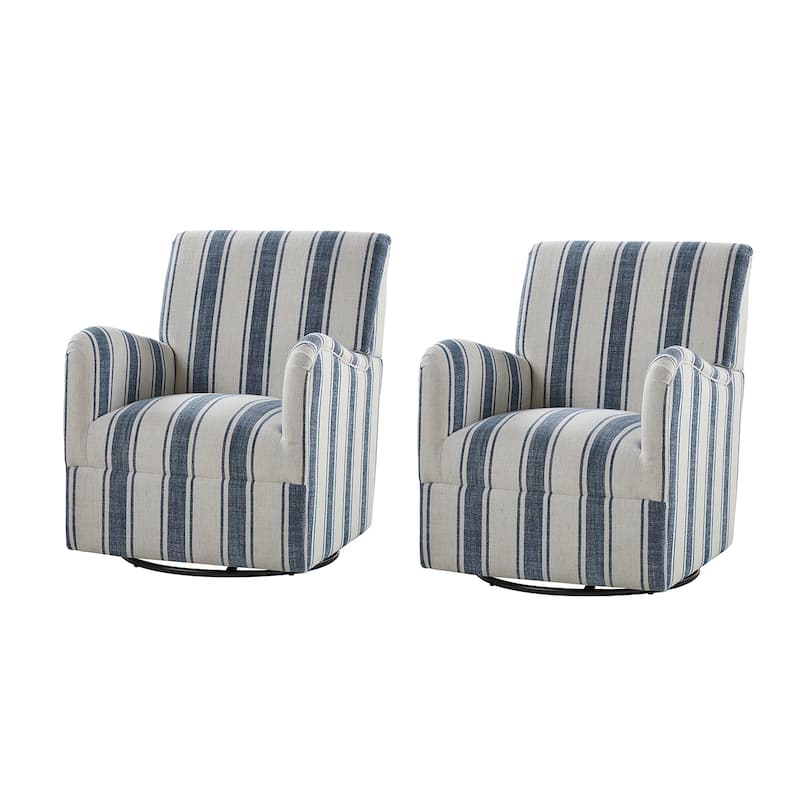 Pancy Traditional Swivel Armchair with Jacobean Strip Pattern Set of 2 by HULALA HOME