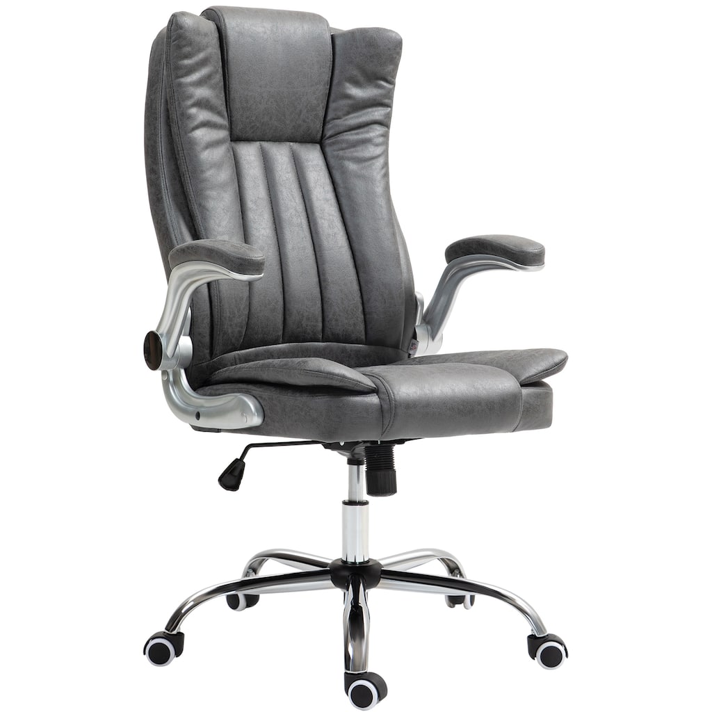 Executive Office Chair with Padded Flip-up Arms, Swivel Computer Chair with Adjustable Height and Tilt Function
