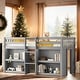 preview thumbnail 2 of 9, Stylish & Multi-Functional Twin Low Loft Bed With 2-Tier Shelves and LED Light, Sturdy Construction & Safety Guaranteed, Grey