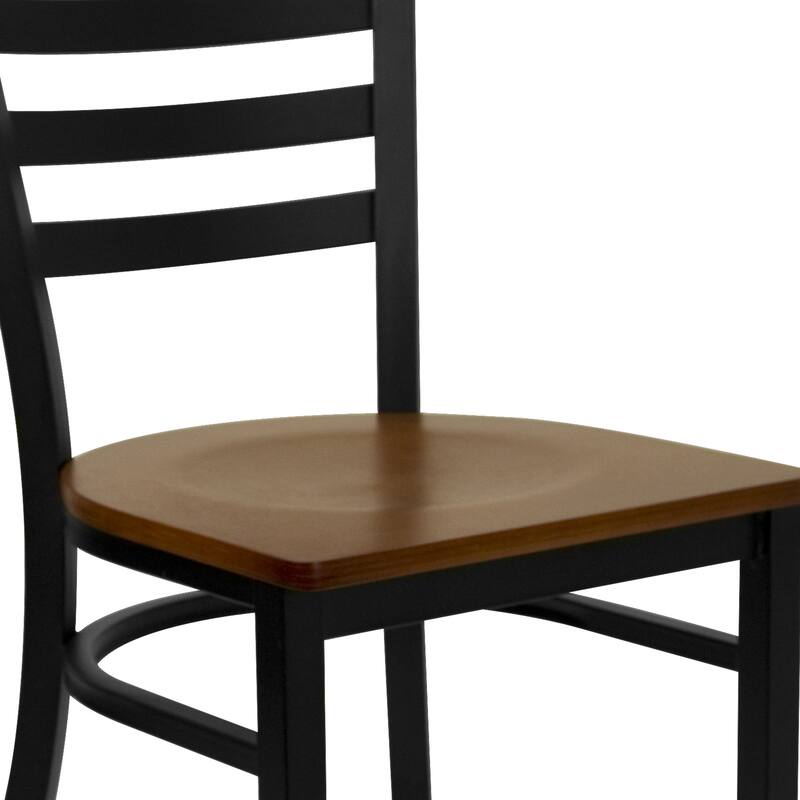 Ladder Back Metal Restaurant Chair - 16.5"W x 17"D x 32.25"H - 16.5"W x 17"D x 32.25"H