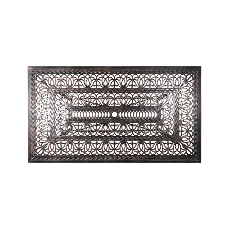 Outdoor Rectangular Cast Aluminum Dining table, Shiny Copper