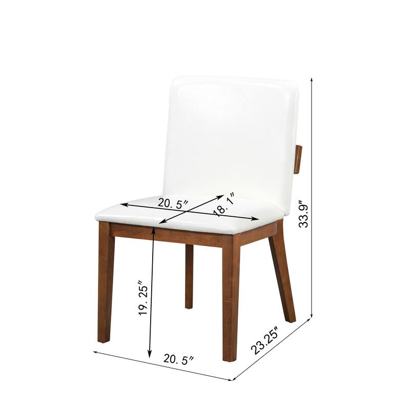 Faux Leather Glossy Dining Chair Set of 2, Modern Upholstered Dining Chair with Wooden Legs Armless Kitchen Side Chair