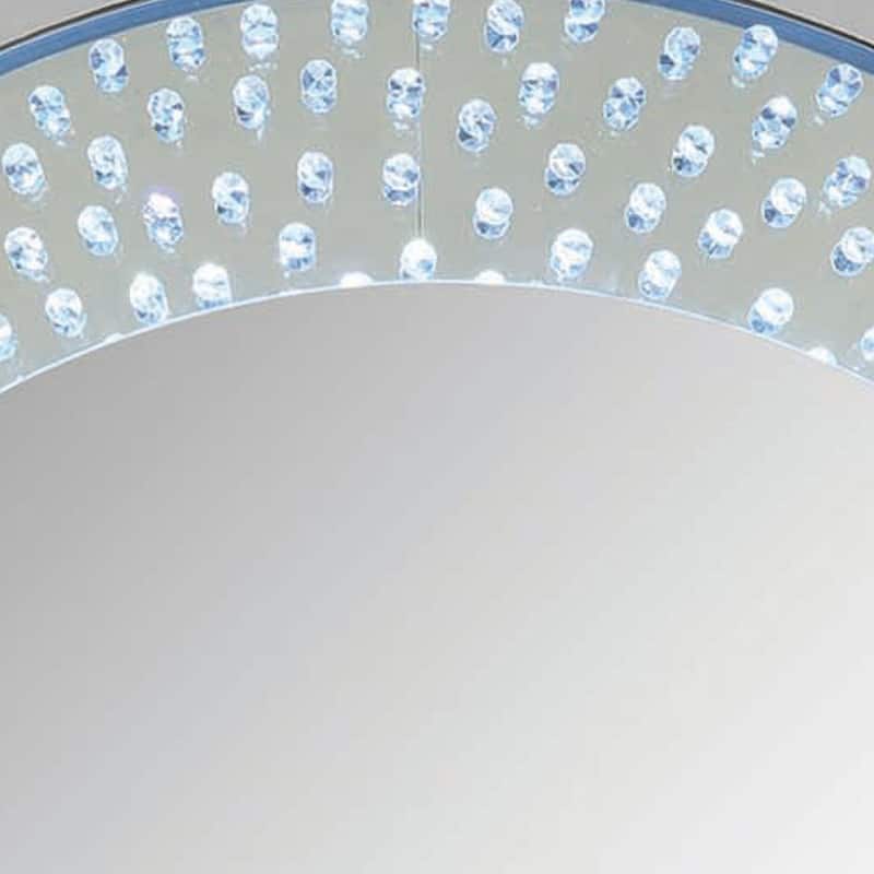 Round Accent Wall Decor with LED Bulb and Beveled Edges, Silver