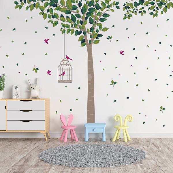 Shop Walplus Huge Green Tree Peel And Stick Wall Sticker Wall Decal Home Decor On Sale Overstock 31908582