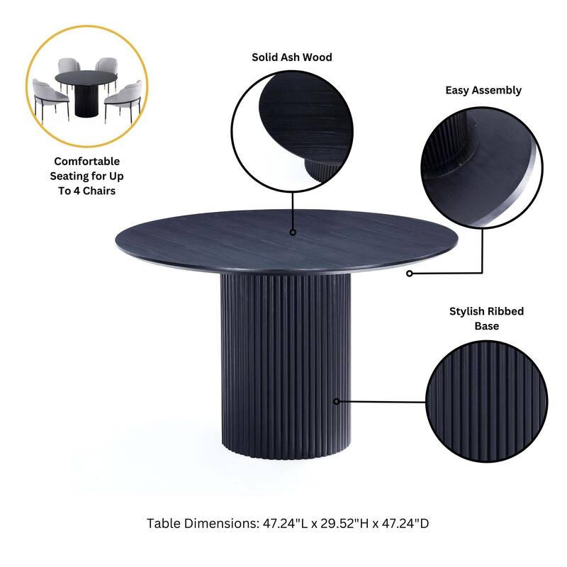 Manhattan Comfort 5-Piece Hathaway Modern 47.24 Solid Wood Round Dining Set
