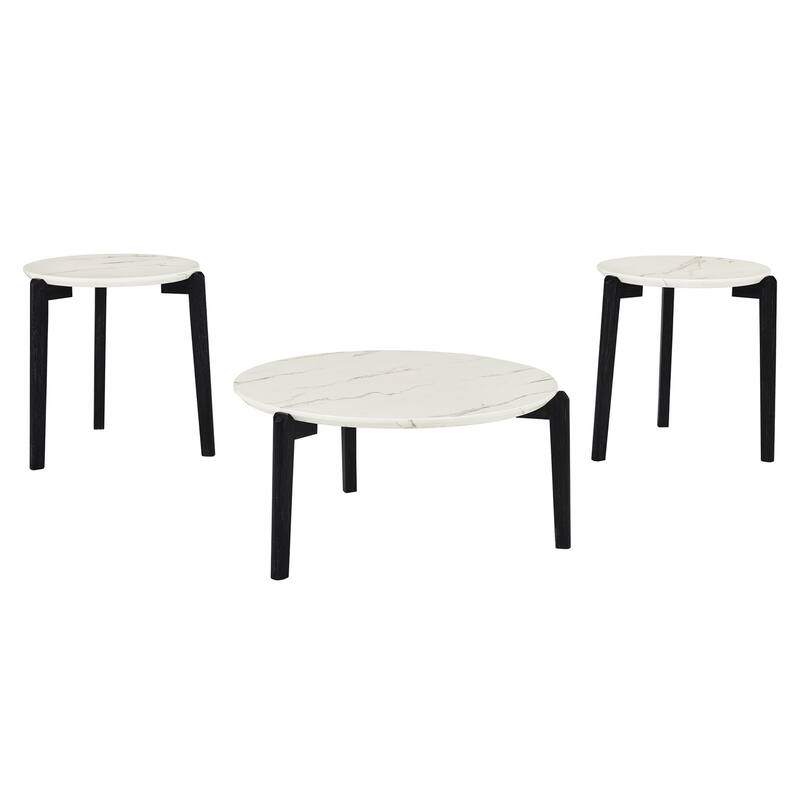 36" Modern Style Faux Marble Round Coffee Table