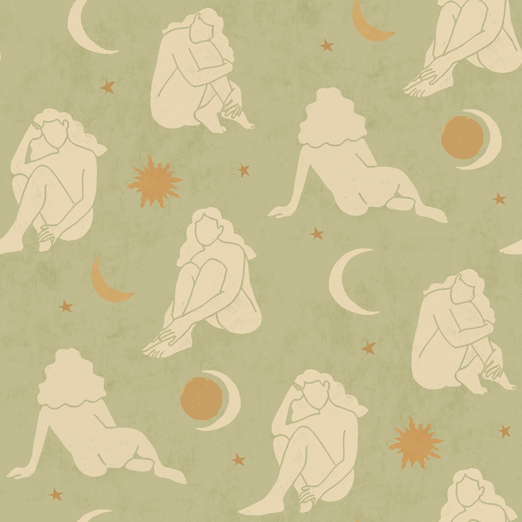 Alja Horvat Sage Nudes Peel & Stick Wallpaper