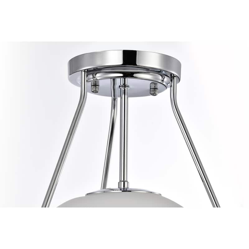 Chrome Contemporary Semi-Flushmount Ceiling Lamp Metal with Frosted Globe