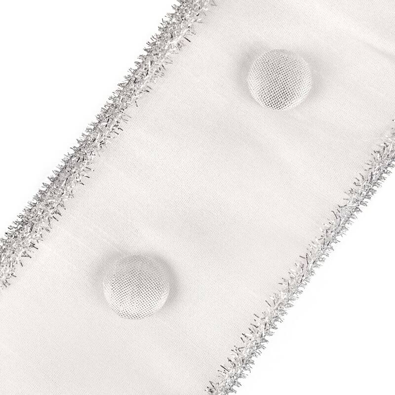 HGTV Home Collection Metallic Buttons Double Fused Dupioni Ribbon, Ivory, 3 in - 3 in