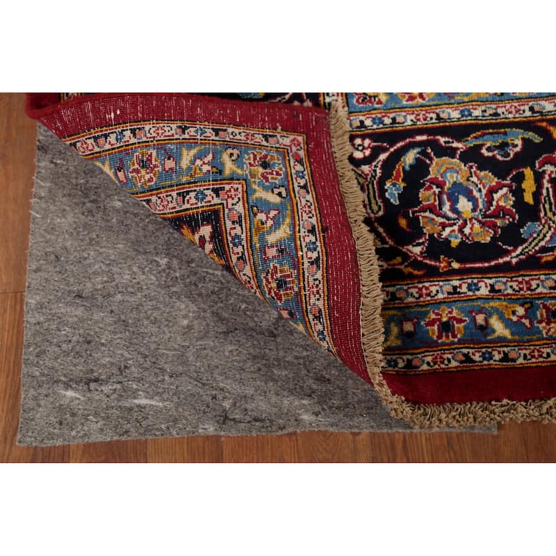 Vegetable Dye Red Kashan Persian Vintage Rug Hand-Knotted Wool Carpet - 9'8"x 12'3"