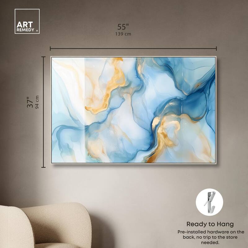 Blue Veined Gold Canvas by Art Remedy