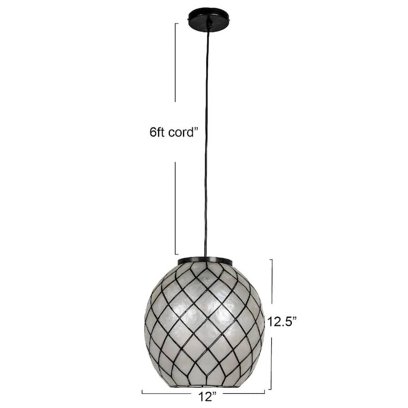 Marina Natural Capiz and Metal Orb Pendant Ceiling Light