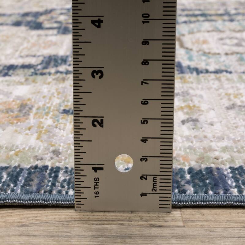 Calliope Textural Distressed Traditional Navy/ Ivory Area Rug