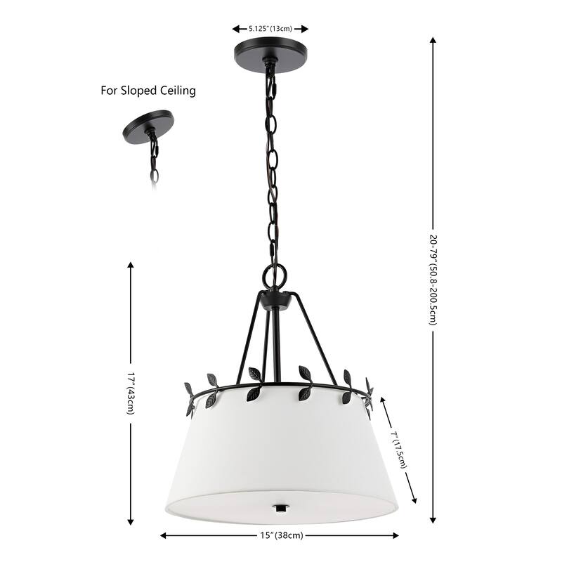 SAFAVIEH Lighting Lizzi 3-Light Adjustable Pendant Chandelier (LED Bulbs Included) - 15 In. x 15 In. x 20-79 In.