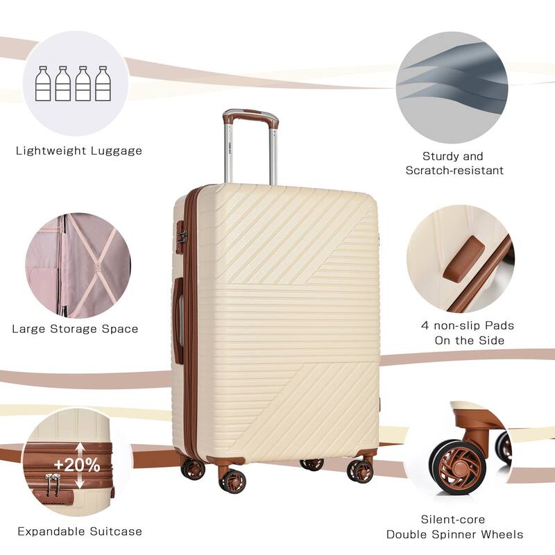 3 Piece Hardshell Luggage Spinner 8 Wheels Suitcase Sets (20"24"28")