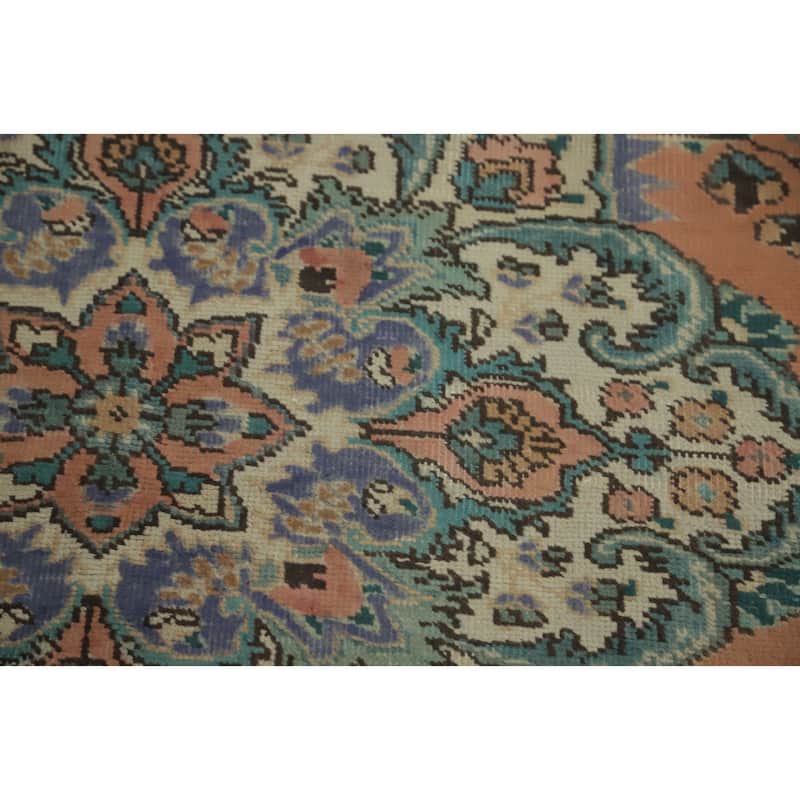 Hand Knotted Oriental 100% Wool Carpet Traditional Floral Oranges & Rust Tabriz Area Rug - 9' 7'' X 6' 8''