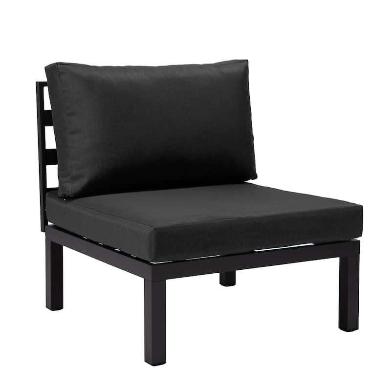 LeisureMod Hamilton 4-Piece Modern Patio Chair Polyester Upholstered Sofa for Indoor Outdoor Porch Garden Backyard Pool