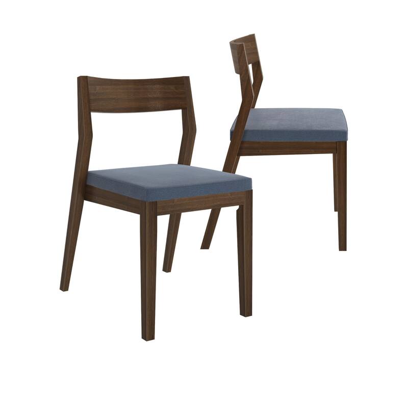 Plank and Beam Modern Solid Wood Upholstered Cushion Dining Chair - Set of 2 - Walnut/Graphite Cushion