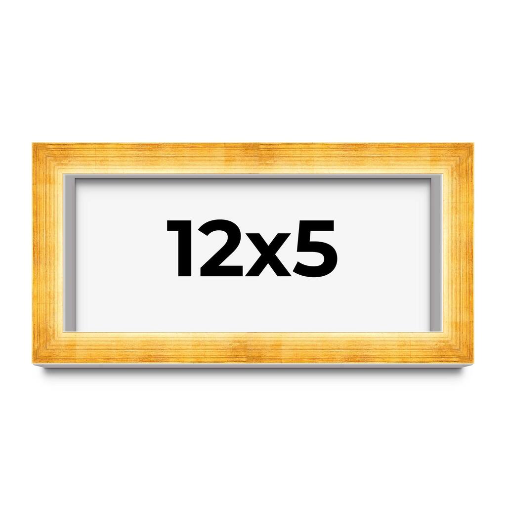 12x5 IN Shadow Box Frame Gold | 1.625 Inches Deep Real Wood