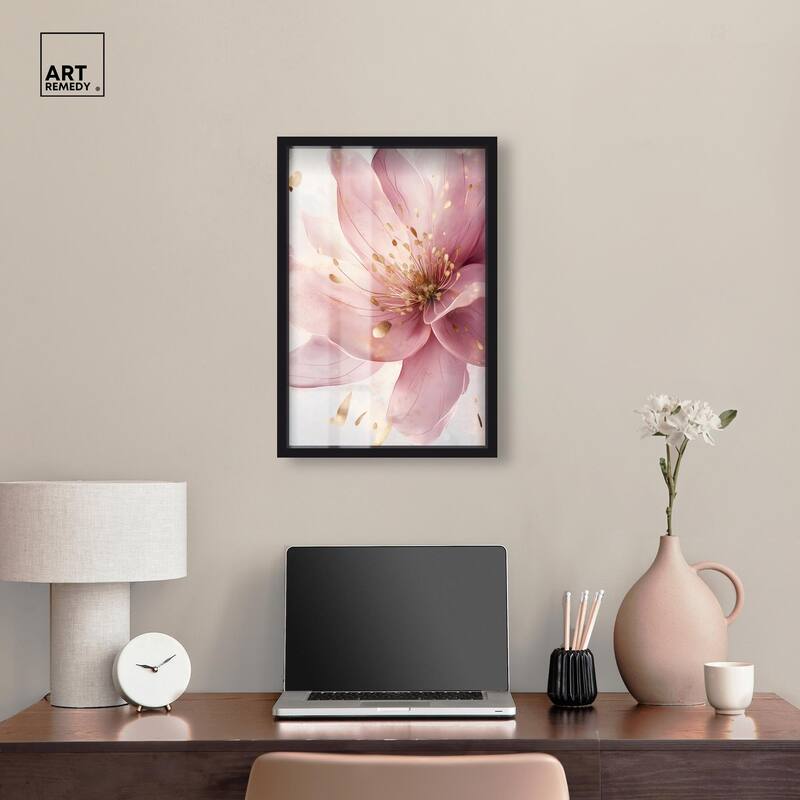 Pink and Gold Bloom Shadowbox by Art Remedy