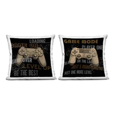 Stupell Vintage Controllers with Expressions Decorative Printed Throw Pillow Design by Kim Allen (Set of 2)