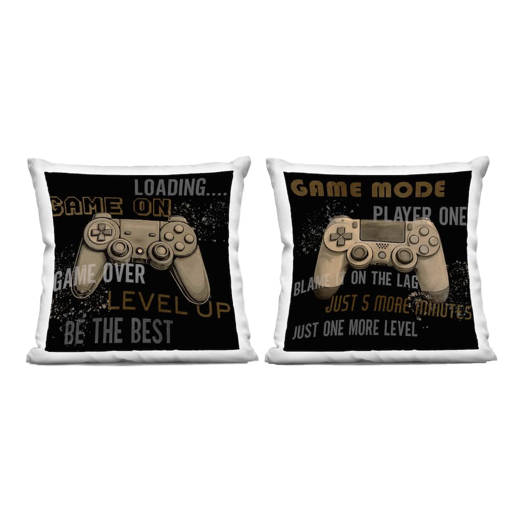 Stupell Vintage Controllers with Expressions Decorative Printed Throw Pillow Design by Kim Allen (Set of 2)