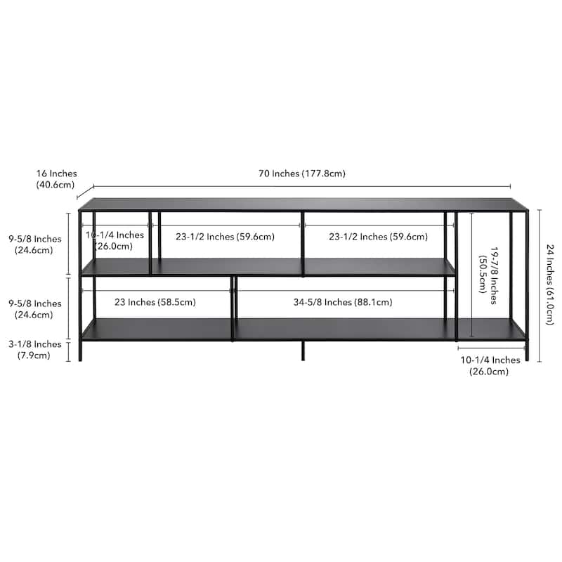 Winthrop Rectangular TV Stand with Metal Shelves for TV's up to 60"