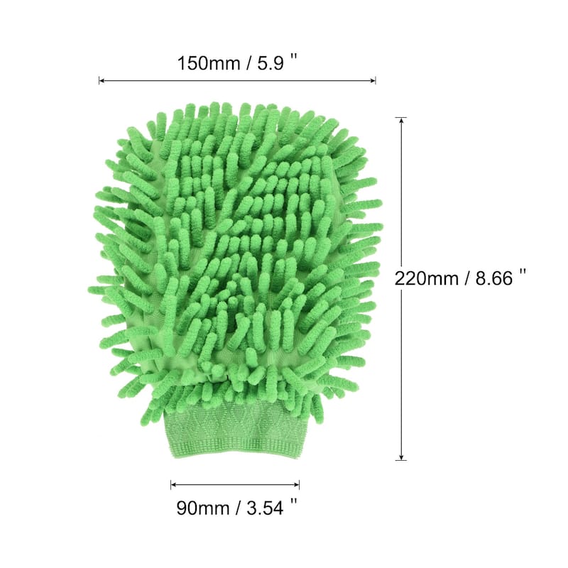 Microfiber Soft Chenille Wash Mitten Dusting Gloves for House Cleaning - Green