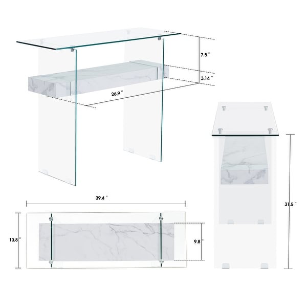 Ivinta Modern Narrow Glass Console Table With Storage For Small Space ...