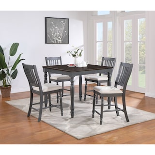 Wiley 5-piece Grey Square Counter Height Dining Set