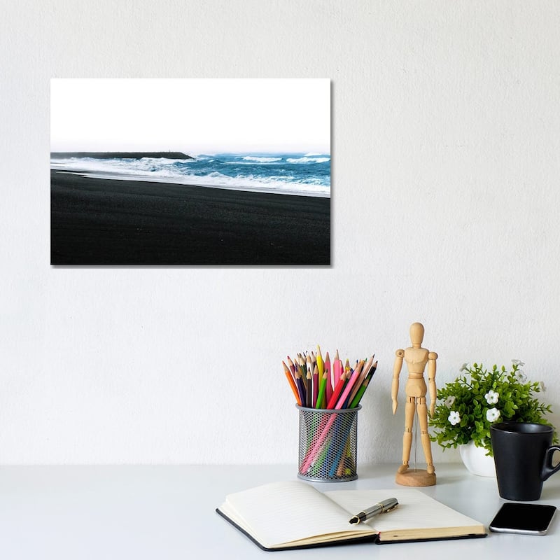 iCanvas "Waves Coming Onto The Black Sand Beach In Vik Iceland" by Michael Schauer Canvas Print - 8x12x0.75