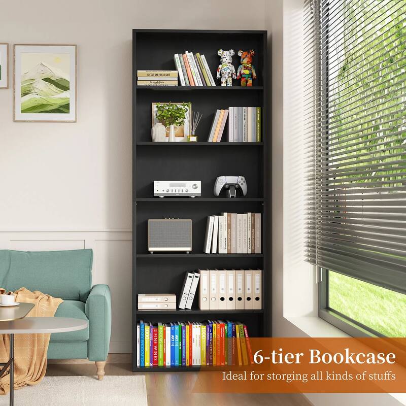 Futzca 6-Tier Open Bookcase and Bookshelf, Display Storage Shelves